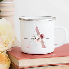 Personalized Floral Initial Mug