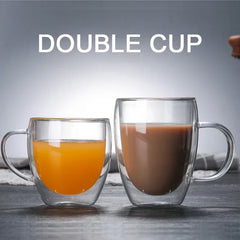 Double Bottom Glass Coffee Cup Set