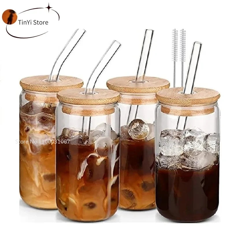 Striped Transparent Glass Drinking Cup