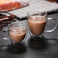 Double Bottom Glass Coffee Cup Set