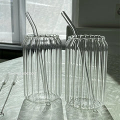 Striped Transparent Glass Drinking Cup