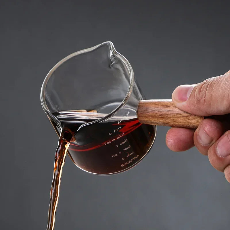 Espresso Glass Cup with Wooden Handle