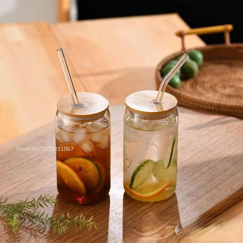Striped Transparent Glass Drinking Cup