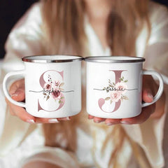 Personalized Floral Initial Mug