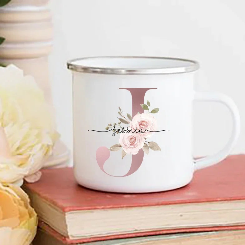 Personalized Floral Initial Mug