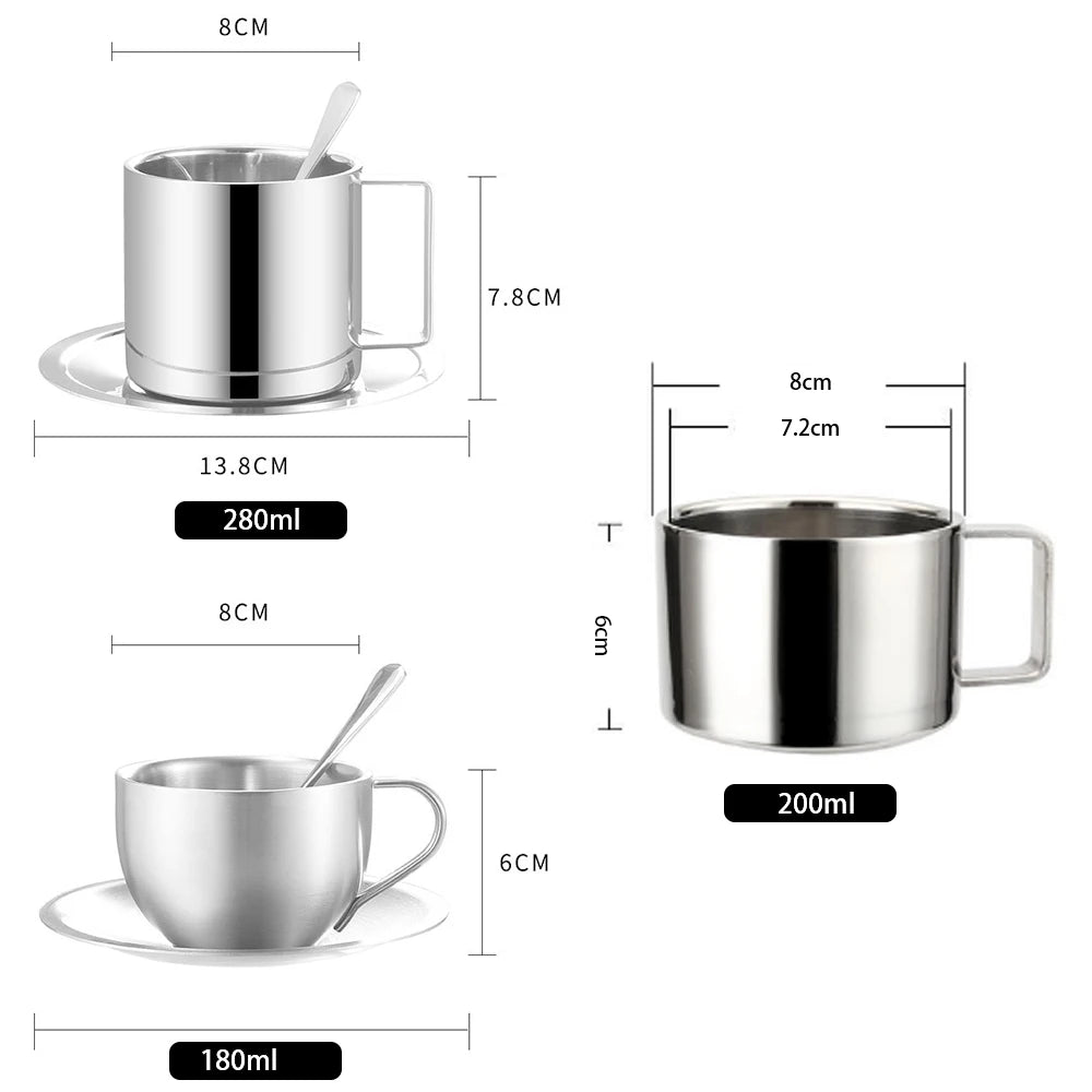 Stainless Steel Coffee Cups Set