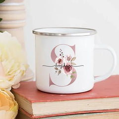 Personalized Floral Initial Mug