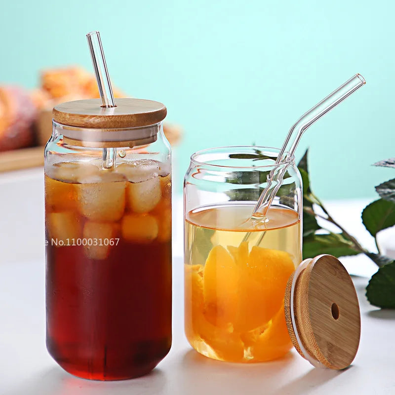 Striped Transparent Glass Drinking Cup