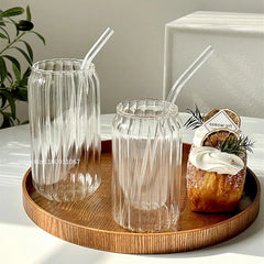 Striped Transparent Glass Drinking Cup