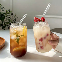 Striped Transparent Glass Drinking Cup